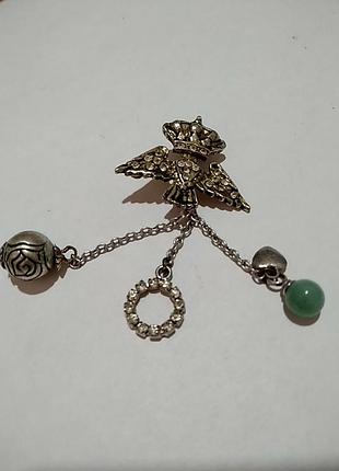 Орел з короною і підвісками. сплав, скло, натуральний камінь, срібло.