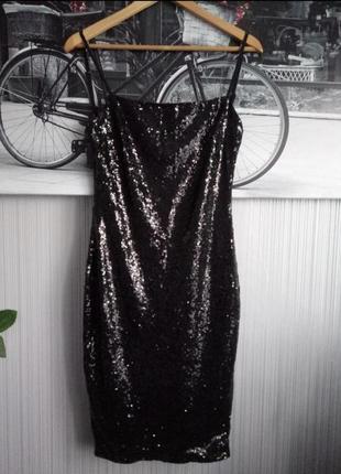 Шикарное вечернее платье в пайетках с открытой спиной размер 10