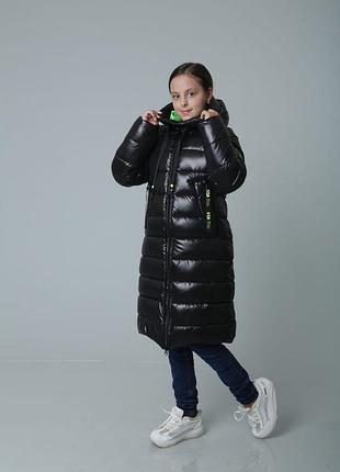 Зимний подростковый длинный пуховик для девочек «pandora», размеры на рост 140, 146, 152, 158 + видеообзор!