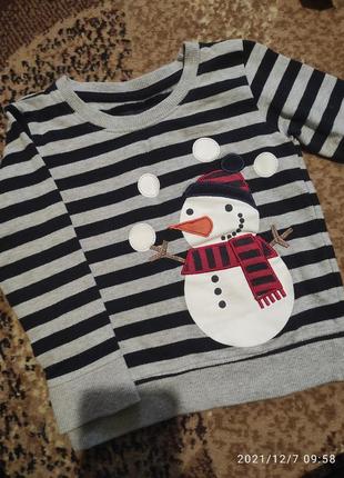 Свитер с снеговиком 2-3 года