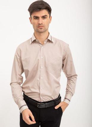 Бежева сорочка чоловіча в клітку для офісу розміри 38, 39 fg_00160
