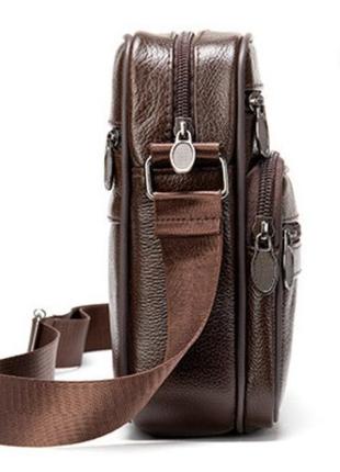 Кожаная мужская сумка 22*18*8 см борсетка из натуральной мягкой кожи через плечо2 фото