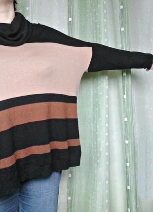 Теплый и мягкий трехцветный свитер с хомутом, оверсайз3 фото