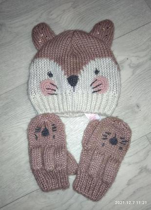 Шапка і рукавиці набір m&s 24-36 міс.