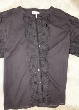 Шикарная блуза с выбитой вышивкой от торshop рр s-m 100%cotton5 фото