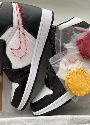 Jordan 1 retro high defiant white black red gym