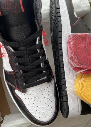 Jordan 1 retro high defiant white black red gym8 фото