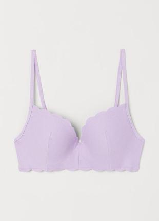 Лиловый текстурный верх от купальника с push up от h&m 75c3 фото