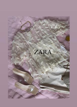 Блуза бежевого цвета zara1 фото