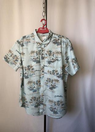 Гавайка світло-блакитна «гори і пальми» бавовна