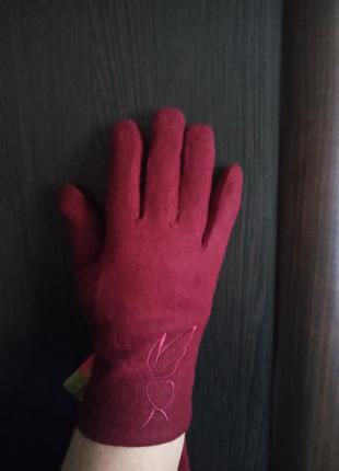 Жіночі рукавички бордового кольору розмір 6,5-7-8