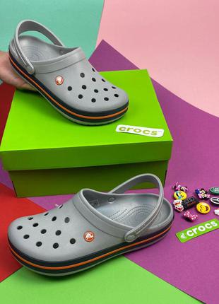 Крокси крокбенд crocs light grey/navy