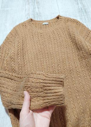 Вязаный теплый свитер коричневый3 фото