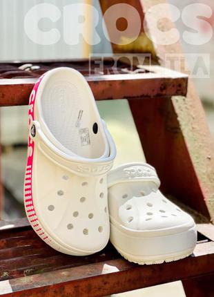 Кроксы, crocs bayaband logo motion white оригинал2 фото