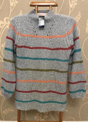 Очень красивый и стильный брендовый вязаный свитерок в полоску 20.2 фото