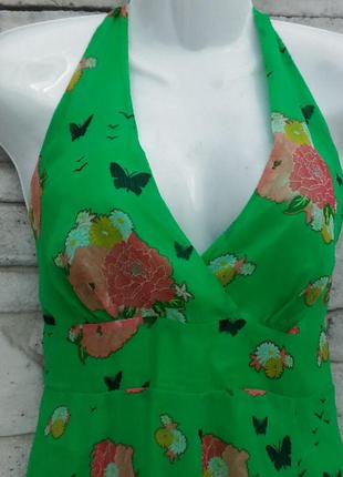 Распродажа!!! роскошное, шифоновое платье - сарафан зеленого цвета в цветочный принт2 фото