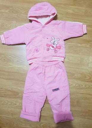 Теплый костюм куртка штаны 74-80см, 9-12мес. комбинезон демисезонный