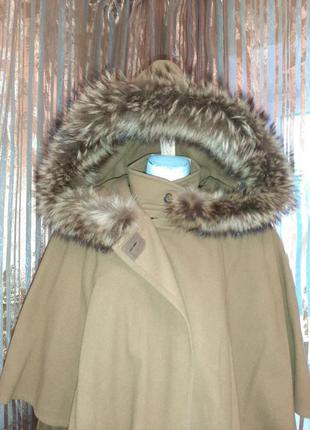 Шикарное пальто 2в1 винтаж дизайн с переложной шерсть, кашемир горчичного цвета3 фото