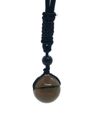 🌞⚫️ стильный кулон на шнурке "шарик" натуральный камень раухтопаз дымчатый кварц2 фото