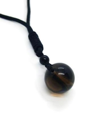 🌞⚫️ стильный кулон на шнурке "шарик" натуральный камень раухтопаз дымчатый кварц1 фото