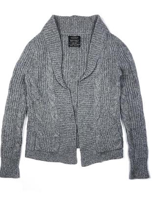 Allsaints m мохер шерсть вязаный кардиган серая кофта с карманами без застежки