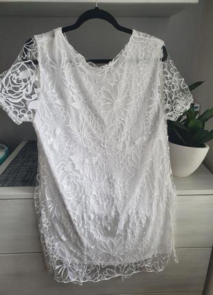 Кофта блуза l-xl блузка  сведр біла4 фото