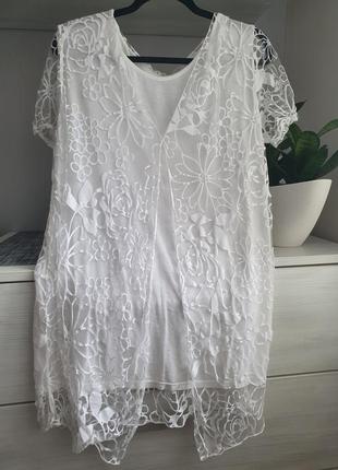 Кофта блуза l-xl блузка  сведр біла5 фото