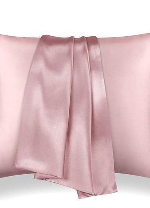 Шелковая наволочка розовая двусторонняя натуральный 100% шелк silk kiss