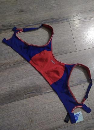 32в 70в, shock absorber sport bra,  красный с синим спортивный бюстгальтер, новый2 фото