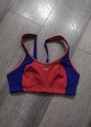 32в 70в, shock absorber sport bra,  красный с синим спортивный бюстгальтер, новый3 фото