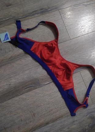32в 70в, shock absorber sport bra,  красный с синим спортивный бюстгальтер, новый4 фото