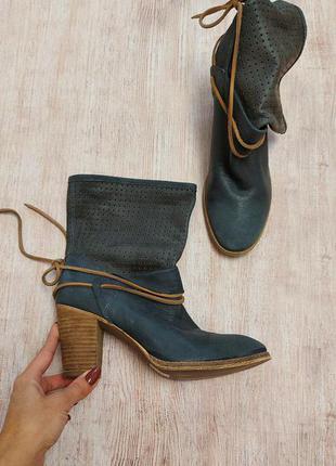 F италия кожаные перфорированные ботинки, сапоги, под винтаж, дубленная кожа
