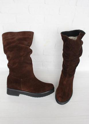 Зимові шкіряні, натуральні замшеві чоботи, чобітки, напівчоботи, черевики 38 розміру