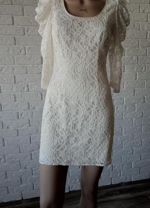 Невероятное , нежное и милое  платье цвета айвори, рукава фонарики next2 фото