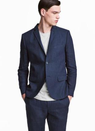 Мужской льняной пиджак h&m 50 slim fit