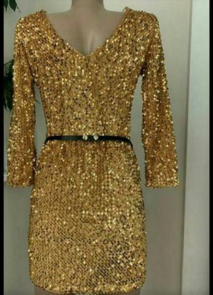 Золотое платье в паетки2 фото