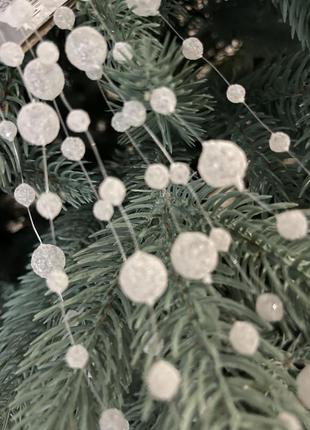 Новогоднее украшение бусы с бантом белые кристаллы2 фото