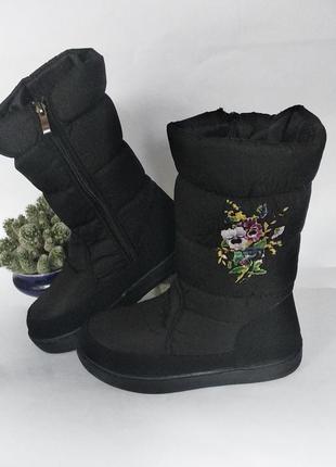 🔝 чоботи дутіки жіночі з квітками