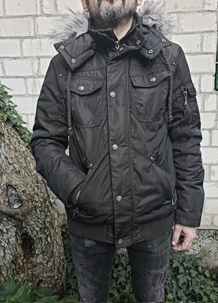 Куртка зимняя утепленная бомбер с капюшоном мех dreimaster р.m original удлиненный бомбер6 фото