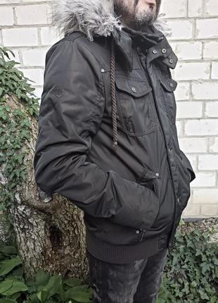 Куртка зимняя утепленная бомбер с капюшоном мех dreimaster р.m original удлиненный бомбер8 фото