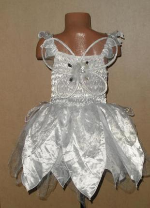 Карнавальна сукня, новорічну сукню сніжинка, фея, зірка на 3-4 роки з крильцями2 фото
