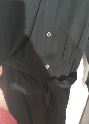 Чёрное вечернее платье в пол с поясом на завязке и карманами h&m6 фото