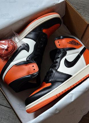 Nike air jordan 1 retro orange - black кросівки!!!7 фото