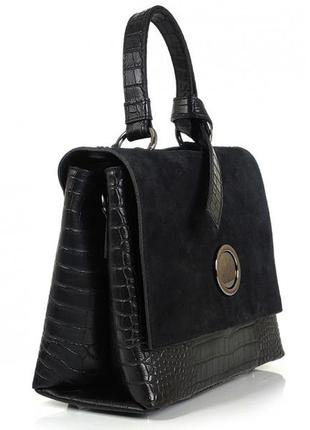 Ексклюзивна жіноча стильна сумка шкіра під крокодила замша італія3 фото