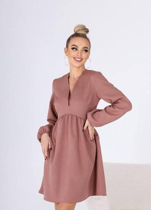 Стильное платье свободного кроя s-m l-xl(42-44 46-48) платье нарядное мокко