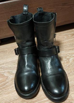 Кожаные черные грубые брутальные ботинки от дорогого бренда allsaints2 фото