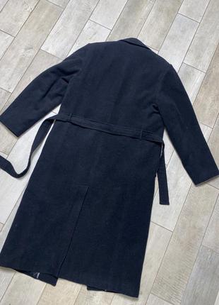Длинное утеплённое классическое пальто,серое пальто с поясом2 фото