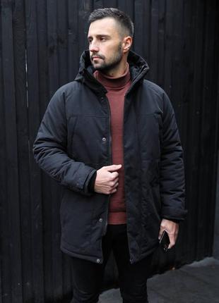 Парка куртка мужская теплая зимняя черная / курточка чоловіча тепла зимня чорна8 фото