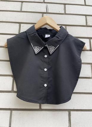 Черная манишка рубашка с заклёпками хлопок германия