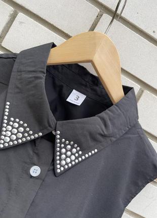 Черная манишка рубашка с заклёпками хлопок германия